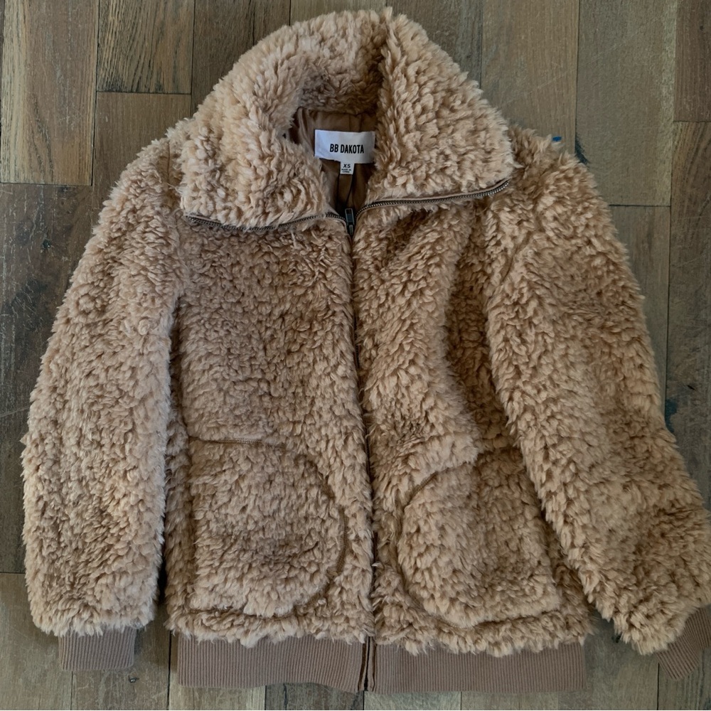 BB Dakota Brown Size XS Fuzzy Jacket Teddy Plush Soft Cozy Warm Coat New